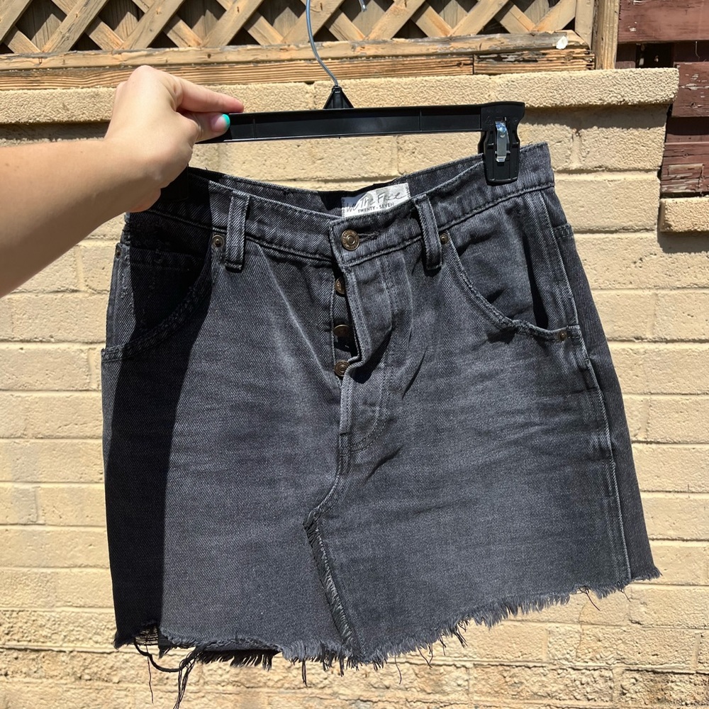 We The Free Distressed High Rise Denim Skirt